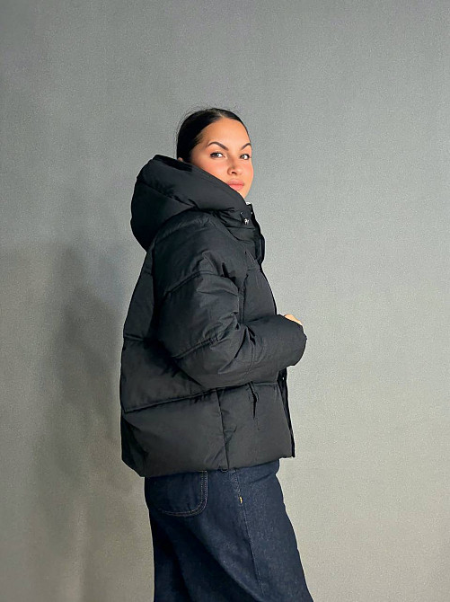 Куртка женская Haiziyuan 8589 средняя длина с капюшоном черная, черный, L Киев - изображение 17
