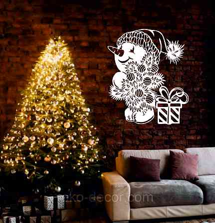 Декоративное настенное Панно «Снеговик», Декор на стену 90*76 см, Белый Киев