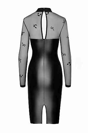 Сукня Noir Handmade F310 Sublime, S, black, міді, мокрий ефект, верх — сітка, довгий рукав Sex Aura Київ
