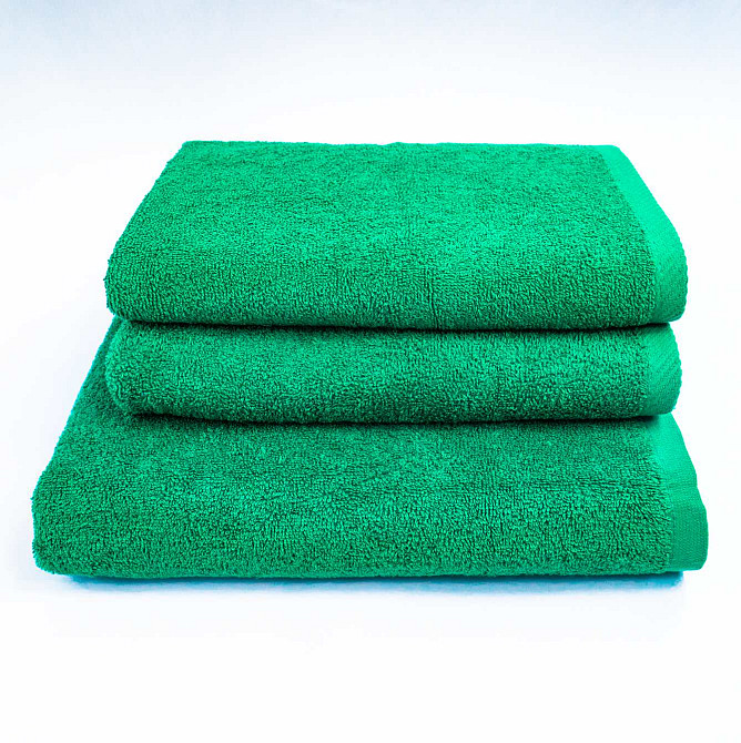 Набор махровых полотенец 3шт GM Textile 50х90см, 50х90см, 70х140см 400г/м2 (Зеленый) Сумы - изображение 1
