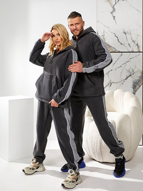 Женский повседневный флисовый костюм, двусторонний флис полар Графит, 42/46 Одесса - изображение 1