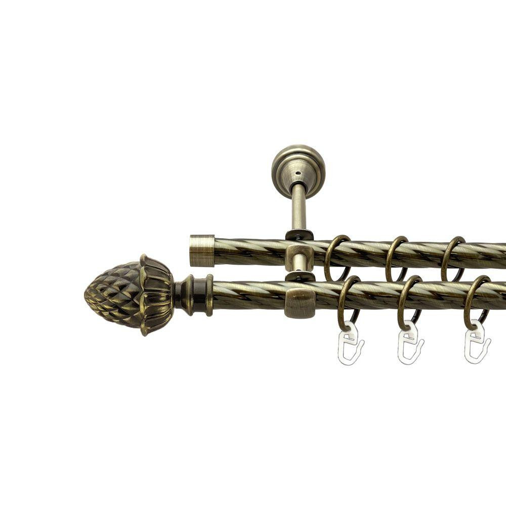 Карниз Orvit Цинара металевий дворядний відкритий скручена труба кільце металеве Антик 16\16 мм 300 см (00-00022560) Львів - фото 1