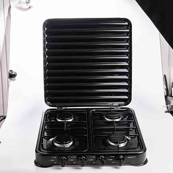 Газова плита настільна Sokany чорна 4 конфорки кемпінгова SK-6004-Black Коломия