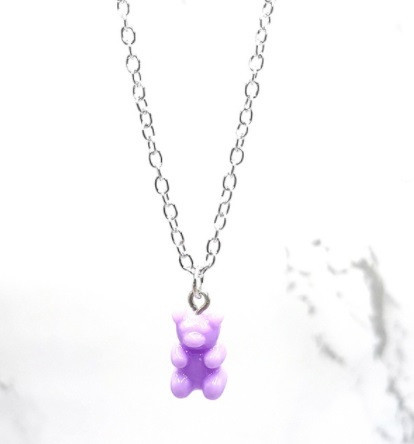 Підвіска мармеладний ведмедик, бузковий - довжина 48см, смола, цинковий сплав Київ - фото 1