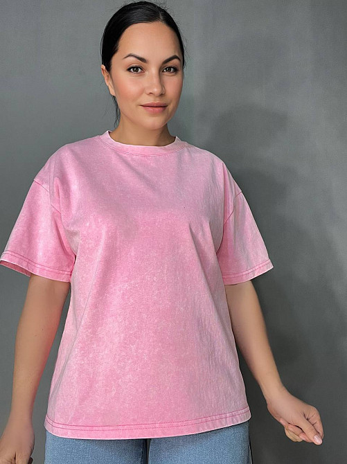 Футболка жіноча A-N 26662 тай-дай варена базова універсальна, рожевий, one size Одеса - фото 1