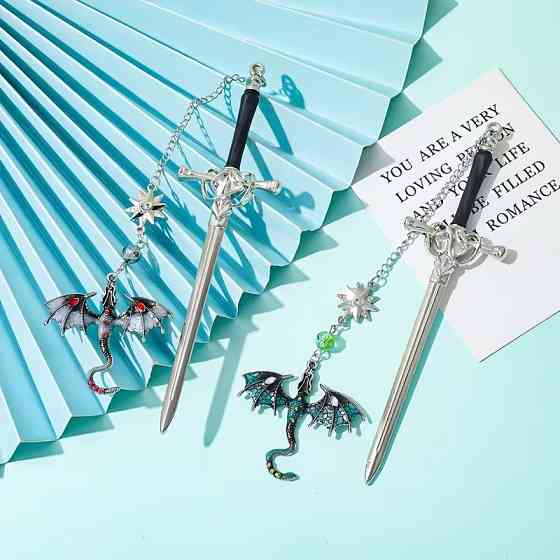 Закладка для книги меч с драконом – металлическая, 1 шт, цвет случайный Киев