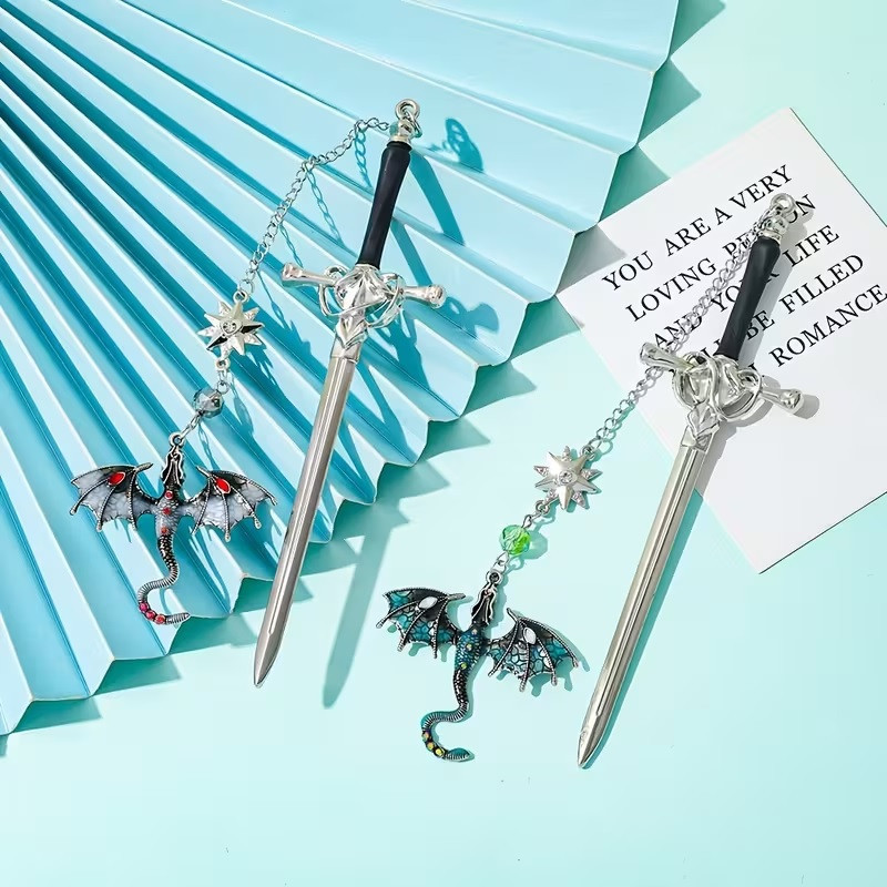 Закладка для книжки меч з драконом – металева, 1 шт, колір рандомний Київ - фото 4