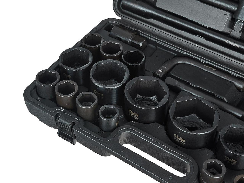 Набір ударних торцевих головок "Keltin" [к-т 26шт]: (3/4" 12-гранні 17-50мм ), (3/4" 6-гранна 36мм, 1" 6-гранні 55-65мм)+аксу Стрий - фото 5