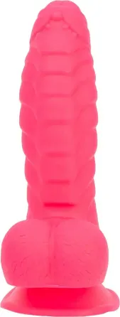 Ребристий фалоімітатор на присосці ADDICTION — Tom 7″ Dildo With Balls — Pink, віброкуля в подарунок Львів