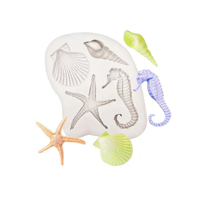 Молд силиконовый Ракушки 106 на 83 мм серый Киев - изображение 3