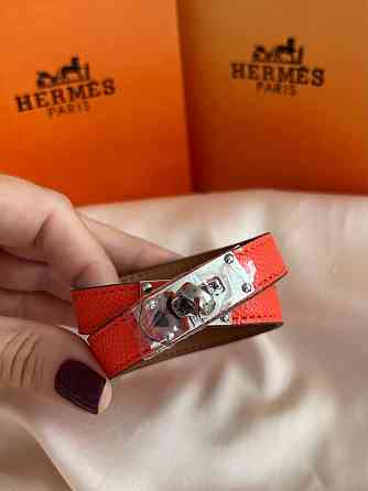 Кожаный браслет Hermes на два оборота белый | Наматывающийся браслет на руку | Браслет Hermes Одесса