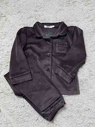 Дитяча велюрова тепла піжама одна кишеня Шоколадний ч/к 110-116 Харків