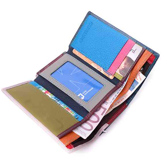 Практичный женский кошелек в три сложения из натуральной кожи ST Leather 19445 Разноцветный Киев