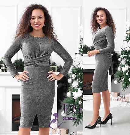 Нарядное платье миди с люрексом 