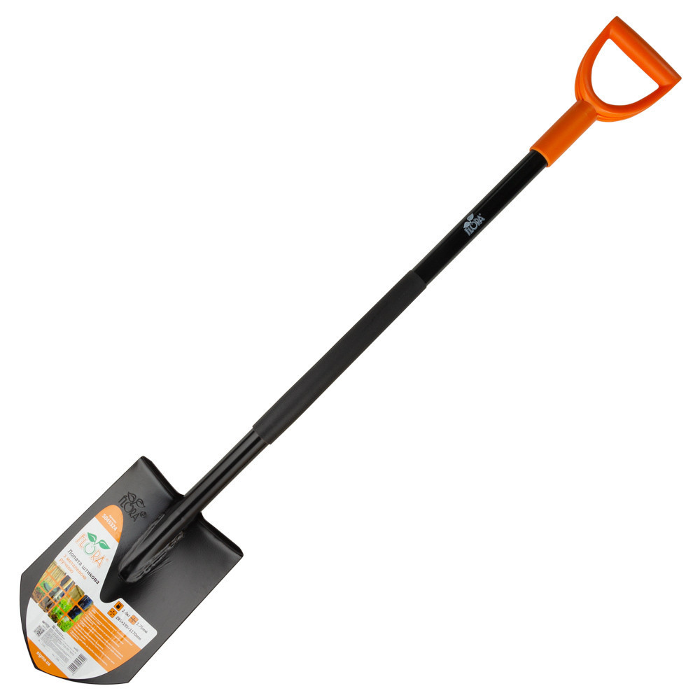 Лопата штикова з металевою ручкою 285×195×1170 мм 2.0 кг FLORA (5045324) Київ - фото 1