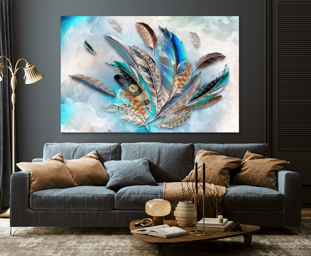 Картина полотно у вітальню / спальню   Абстракція Пір'я   MLP_277 ( 60х30см ) 40x80 см Київ - фото 3