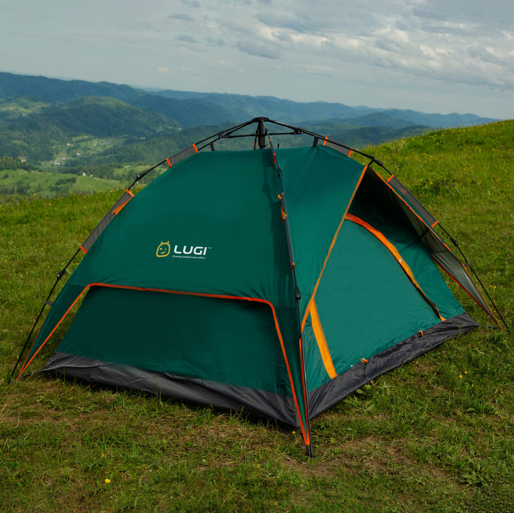 Намет автоматичний двомісний 200*230*130 см водонепроникний зелена LU015GR Київ - фото 3