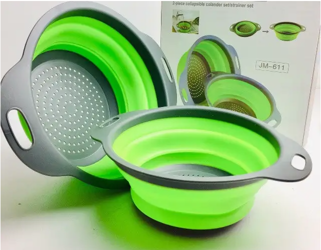 Силиконовый складной дуршлаг COLLAPSIBLE FILTER BASKETS с ручками для кухни, компактен и удобен в хранении Одесса - изображение 2
