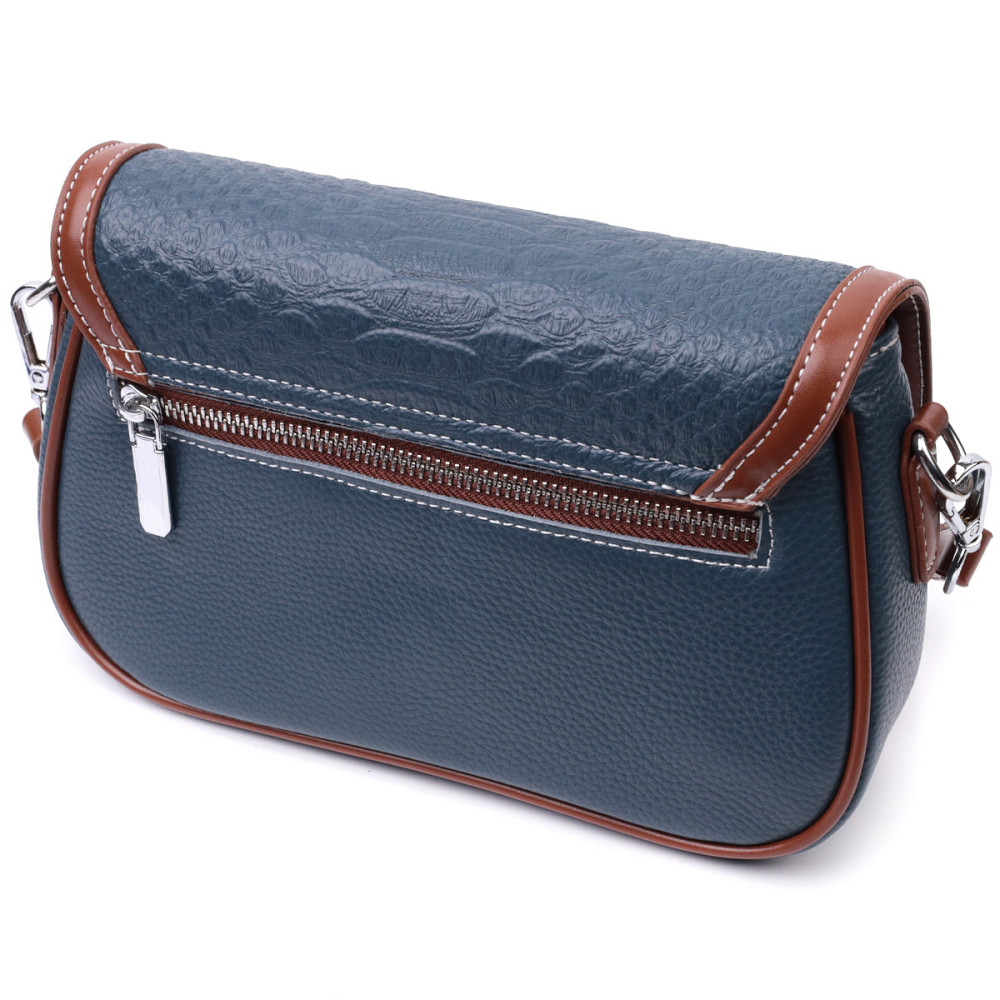 Сумка женская с фактурным клапаном из натуральной кожи Vintage 22622 Синяя Киев - изображение 2