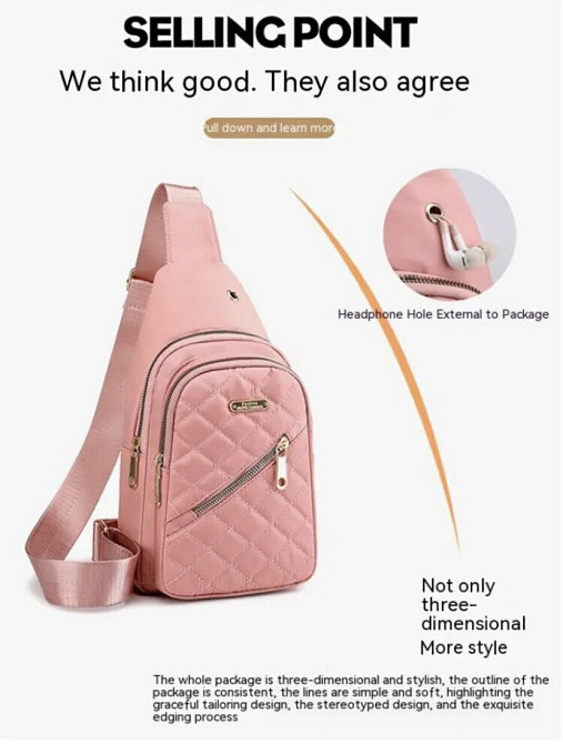 Женская сумочка через плече нагрудная сумка для девушек розовая размер сумки 30*17*10 см, 3 кармана Киев - изображение 4