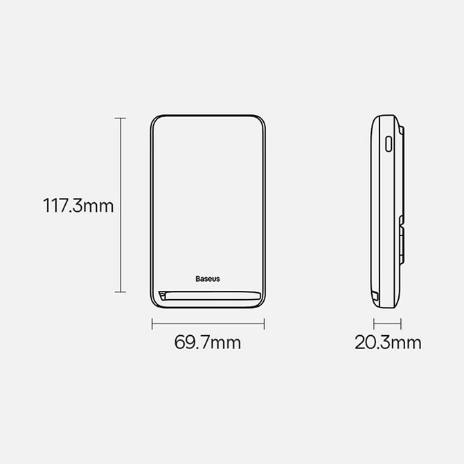 Power bank (Зовнішній акумулятор) Baseus Magnetic Bracket Wireless Fast Charge 10 000mAh 20W Blue PPCX000203 Николаев - изображение 9