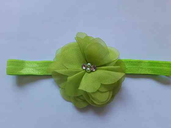 Детская повязка с цветком салатовая - размер цветка 6,5см, размер универсальный (на резинке) Киев