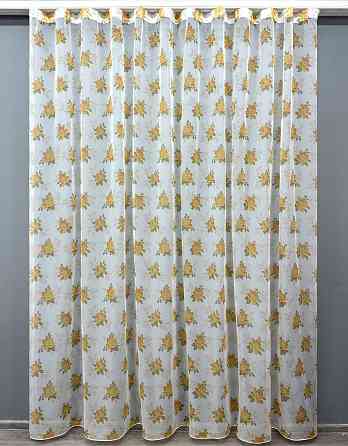 Тюль VR-Textil 1807т Шифон з принтом Білий з помаранчевим 400х270 см (42-0987) Київ