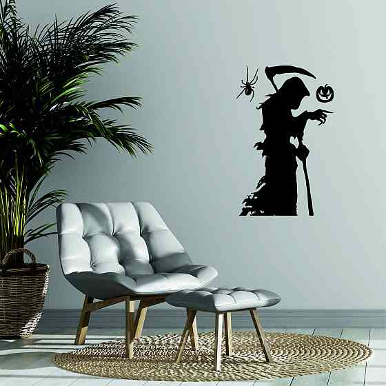 Декоративне настінне Панно «Смерти з косою», Декор на стіну 110*71 см, Чорний Київ