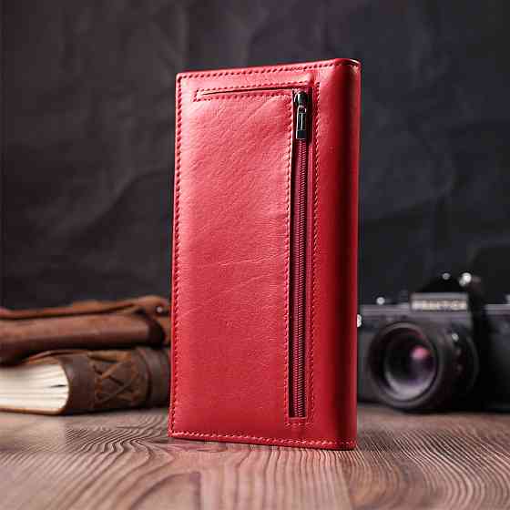 Вертикальный женский кошелек на магнитах из натуральной кожи ST Leather 22539 Красный Киев