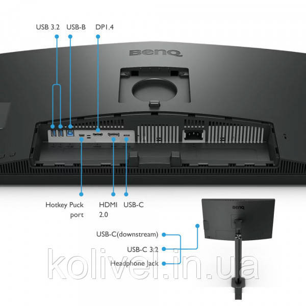 TFT 27" BenQ PD2706UA, 4K UHD, IPS, 99% sRGB, HDR10, HDMI, DP, USB-C, USB-hub, HAS, колонки (9H.LLKLB.QBE) Київ - фото 8