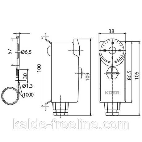 Термостат механічний накладний з виносною гільзою KOER KR.1352 (0…+90*C) Харків - фото 2