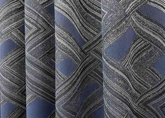 Комплект коротких штор VR-Textil Жакард Mystery № 1627ш Сірий з темно-синім 140х170 см 2 шт (35-0421) Київ