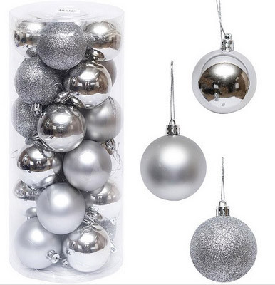 Кулі новорічні сріблясті 24 шт Київ - фото 1
