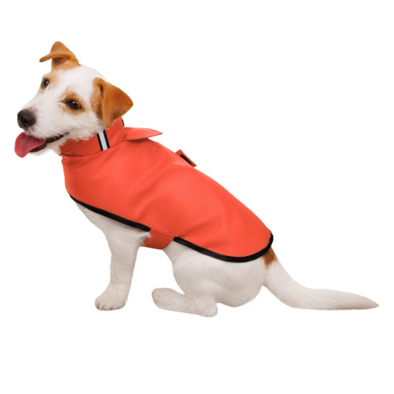 Водостойкая одежда для собак дождевик Bronzedog на липучках без капюшона водоотталкивающий оранжевый XL Одесса