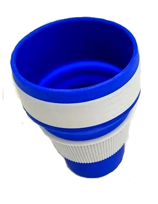 Стакан складной силиконовый 350 мл с крышкой синий Киев - изображение 3