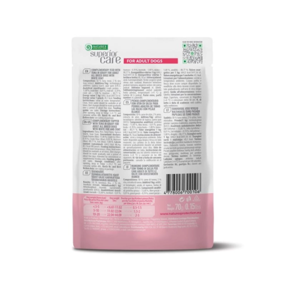 Nature's Protection Superior Care White Dogs Adult Tuna Додатковий вологий корм для собак з білим забарвленням з тунцем, 70 г Киев