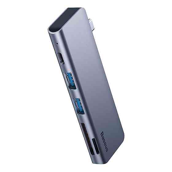 Багатопортовий хаб Baseus Harmonica 5-in-1 HUB Adapter CAHUB-K0G (Сірий, Тип-C to USB 3.0 x 2/SD/TF/Type-C) Николаев