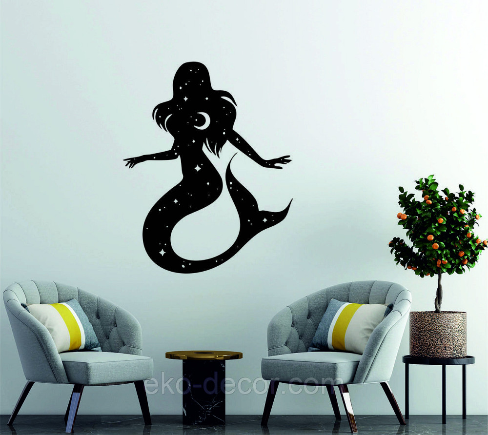 Декоративное настенное 3D Панно «Русалочка» Декор на стену с объемом 70*56 см, Черный Киев - изображение 3