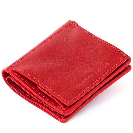 Вертикальне глянсове портмоне з накладною монетницею Червоне (GRANDE PELLE) Київ