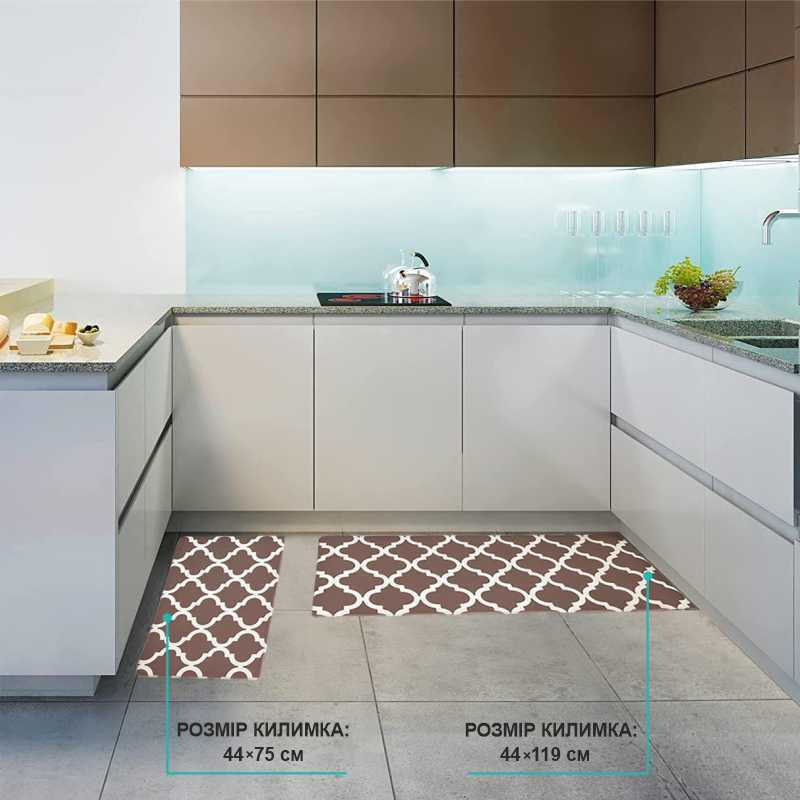 Набор коврики кухонные Lovely Svi 2 шт: 44 x74 x1см и 44 x119 x1см Коричневый Киев - изображение 2