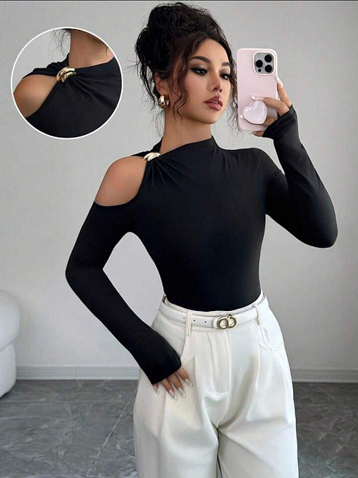 Стильный женский лонгслив с микродайвинга Черный, 46/48 Одесса - изображение 7