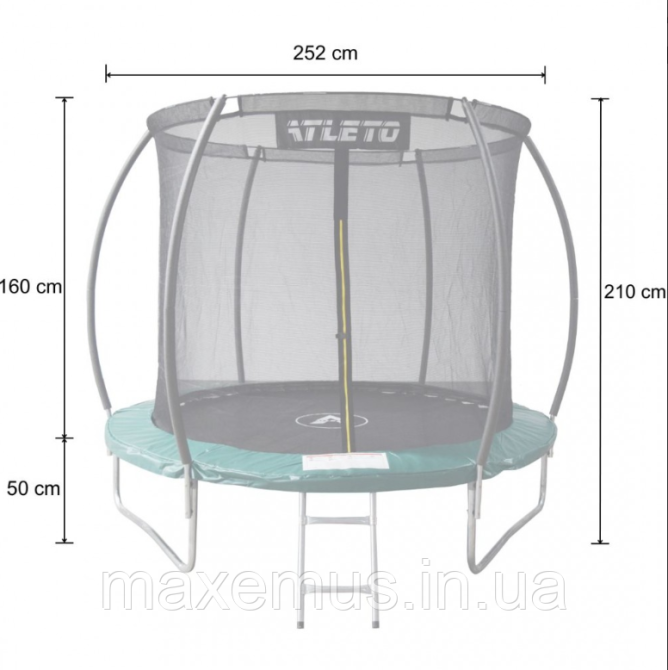 1 Батут детский с внутренней защитной сеткой 252 см батут атлето с лестницей для детей и взрослых зеленый Мостиська - фото 11