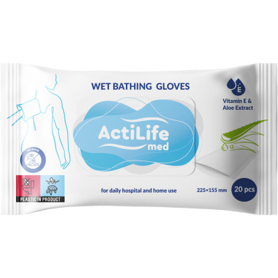 Вологі рукавички для миття всього тіла ActiLife 20 шт (4820174981686) Вінниця - фото 1