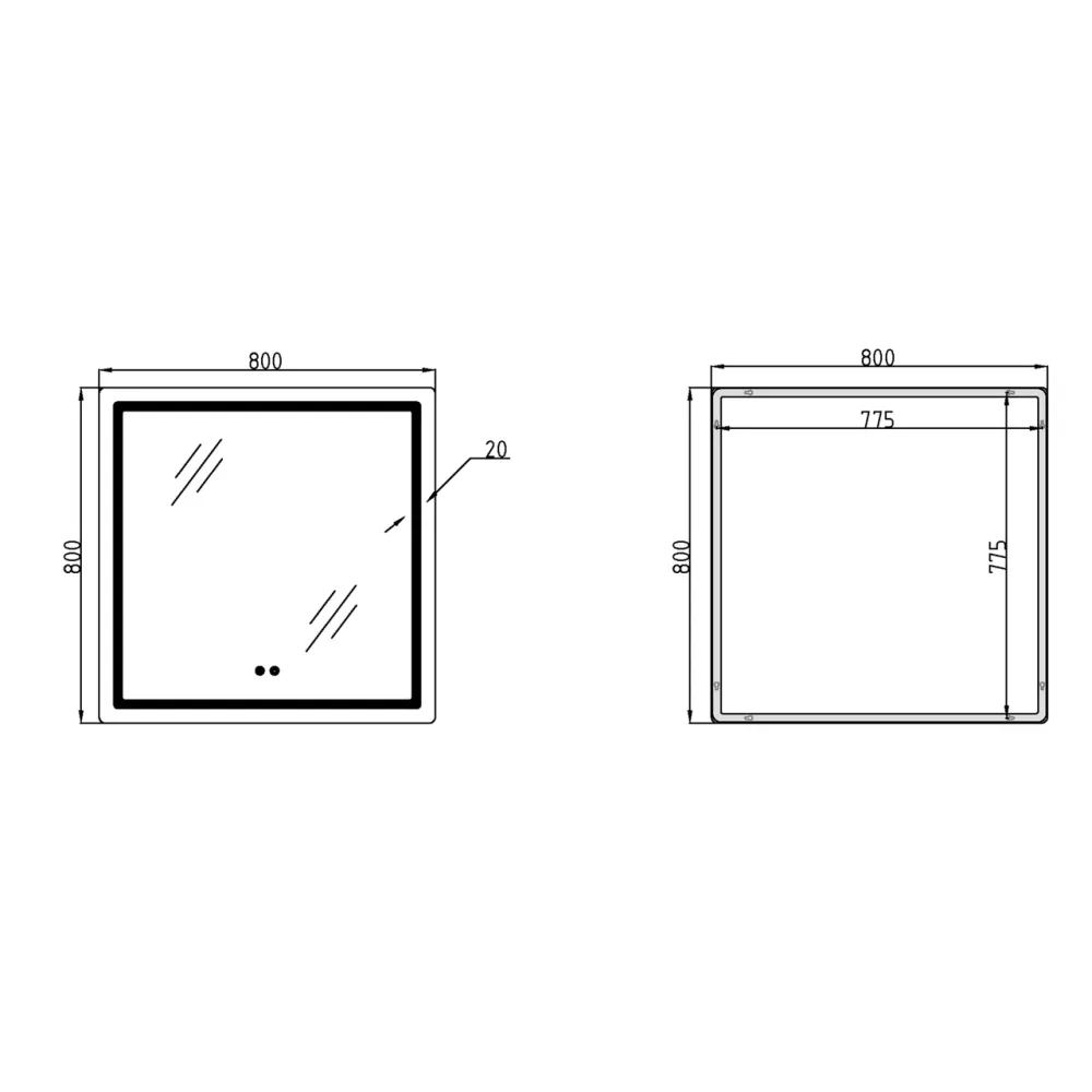 Дзеркало Qtap Mideya 800x800 з LED-підсвіткою Touch, з антизапотіванням, диммером QT2078NCF8080W Київ - фото 20