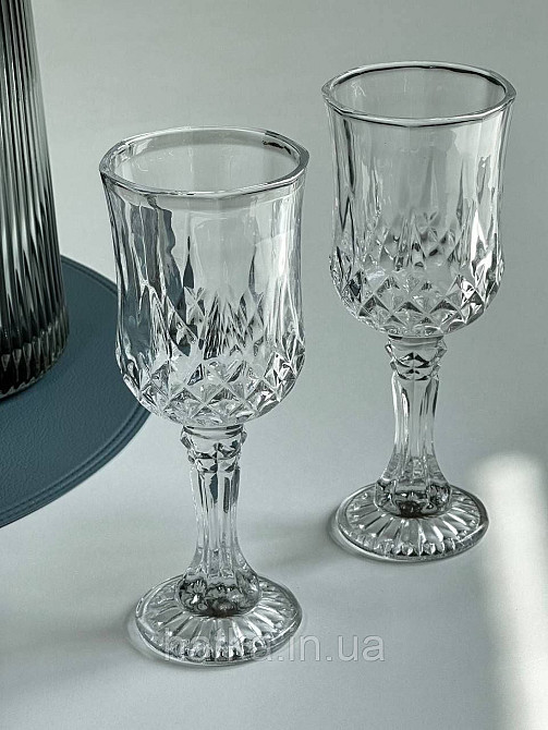 Набір 6 келихів 200 мл "Тюльпан" 16490-13 прозорі граненное скло Київ - фото 1