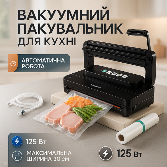 Кухонный вакууматор для еды, Вакууматор для сохранения продуктов, Вакуумный упаковщик овощей и мяса LR-19 Львов