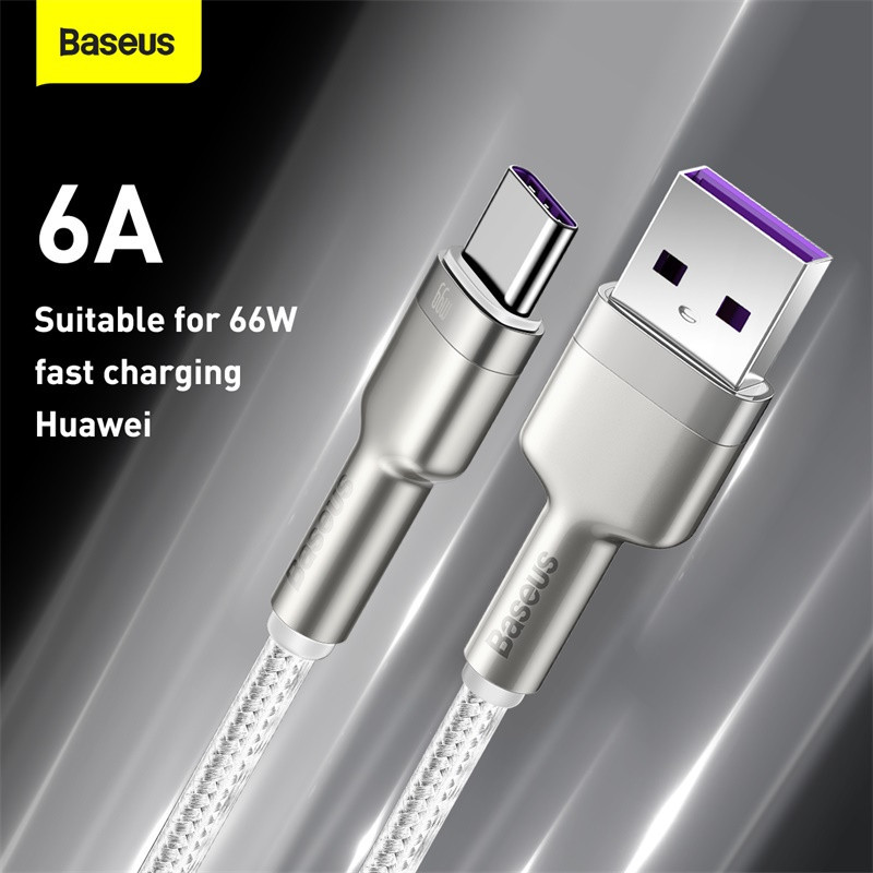Кабель Baseus Cafule Series Metal Data Cable USB to Type-C 66W 1m White Одеса - фото 10