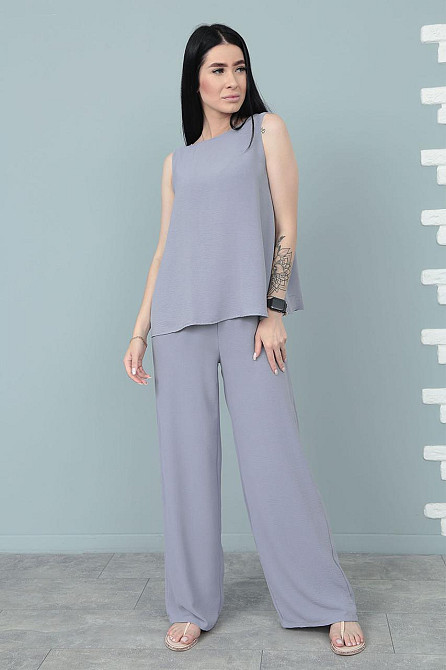 Літній костюм зі штанами палаццо "Stellar" оптом | Норма і батал | Розпродаж моделі Графіт, 46-48 Київ - фото 1