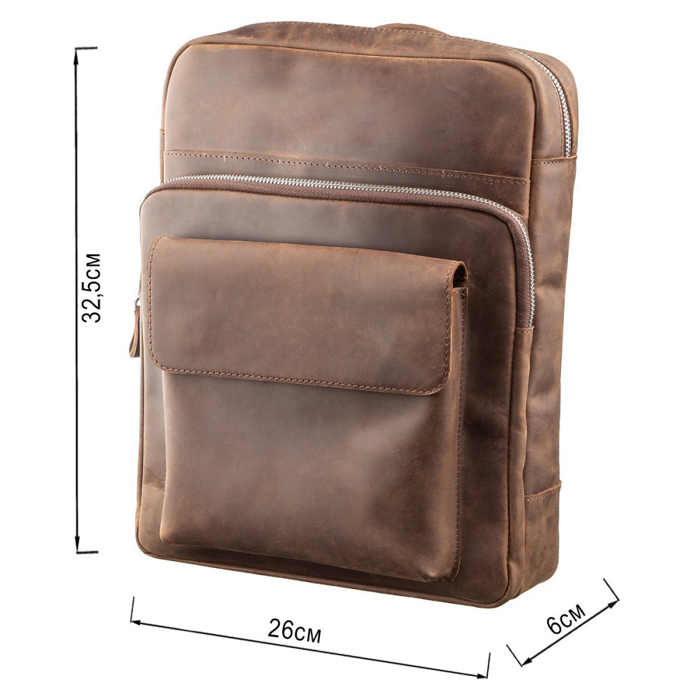 Рюкзак унисекс из матовой кожи SHVIGEL 11175 Коричневый Киев - изображение 3