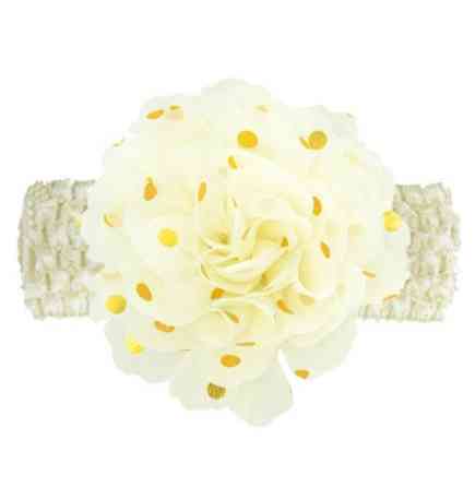 Детская бежевая повязка на голову - окружность головы около 40-52см, диаметр цветка 9см Киев